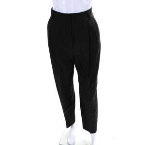 Delle Celle Womens High Waist Straight Leg Pleated Herringbone Pants Brown IT 40